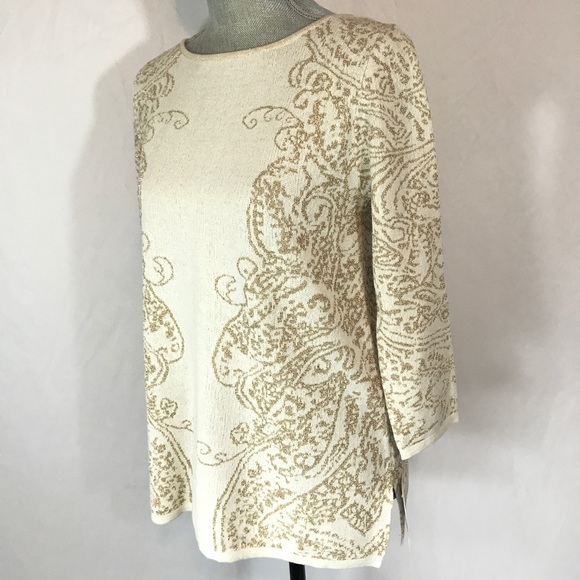 NEW Ruby Rd Paisley sweater metallic petite small - Picture 4 of 5